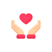 Emoticon de duas mãos segurando um coração vermelho